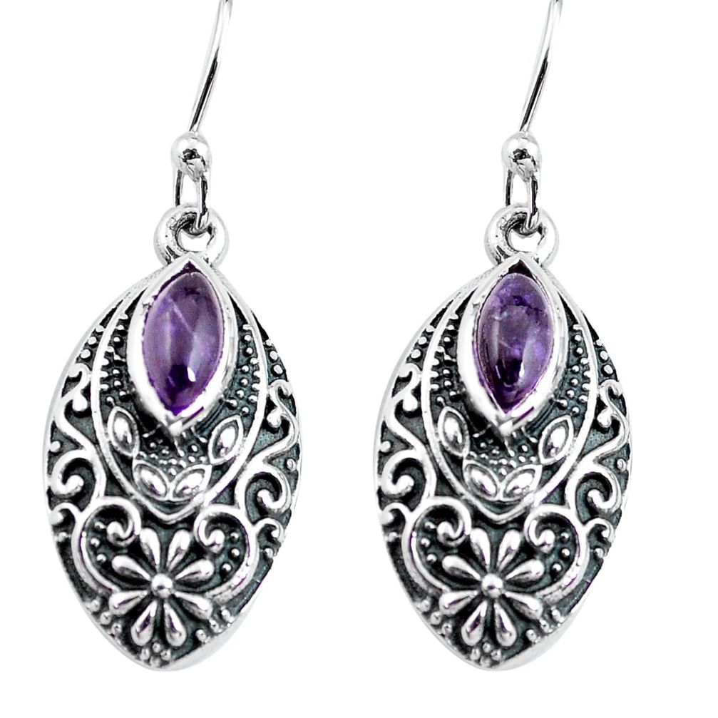 3.28cts natural purple amethyst 925 sterling silver dangle earrings p63870