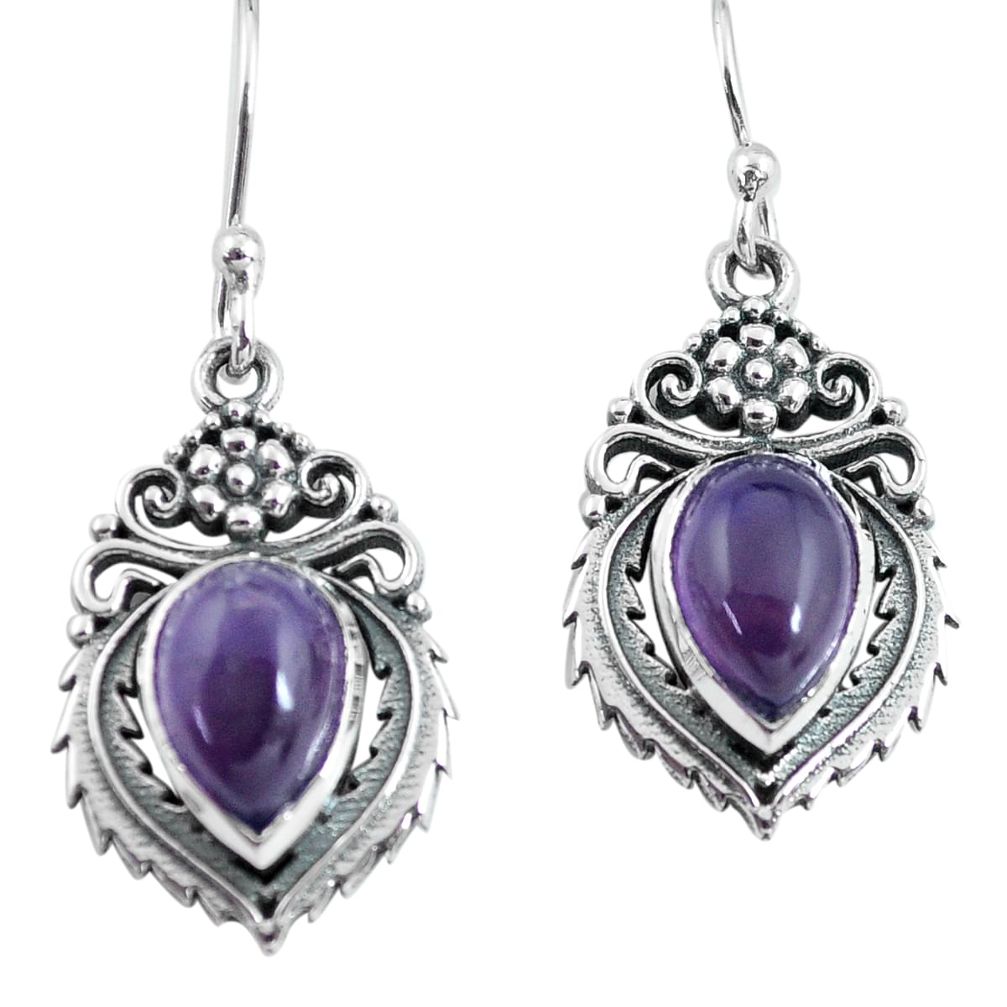 4.73cts natural purple amethyst 925 sterling silver dangle earrings p64009