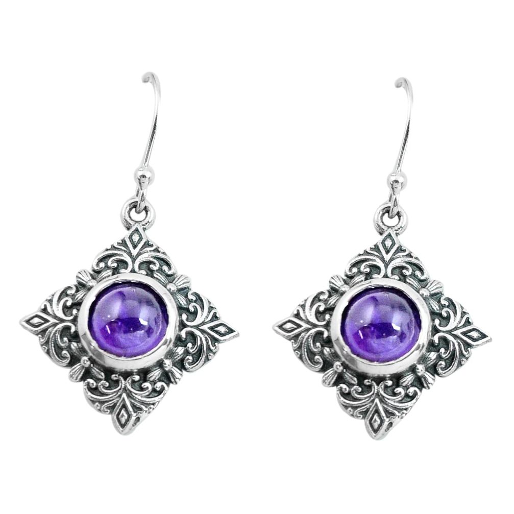 6.63cts natural purple amethyst 925 sterling silver dangle earrings p65001