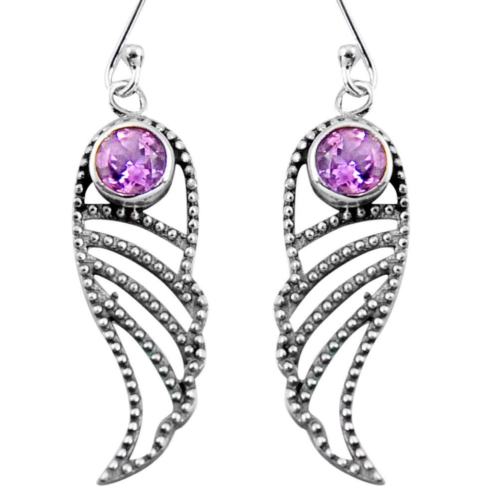 1.81cts natural purple amethyst 925 sterling silver dangle earrings p89261