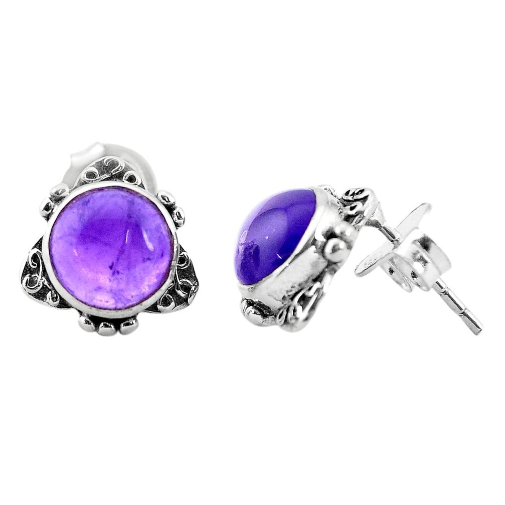 5.87cts natural purple amethyst 925 sterling silver stud earrings jewelry p35586