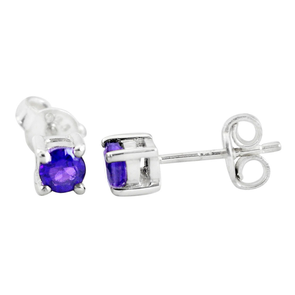 1.01cts natural purple amethyst 925 sterling silver stud earrings jewelry p36798