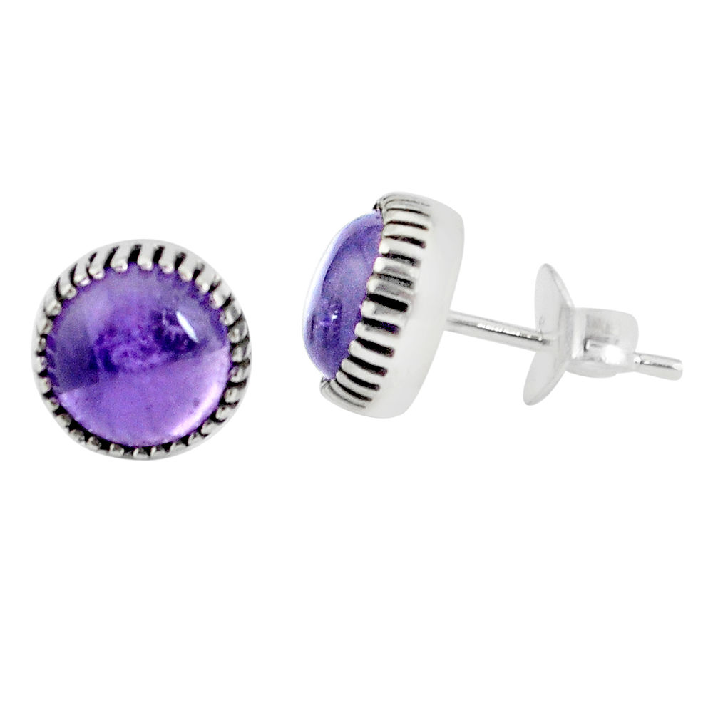 5.92cts natural purple amethyst 925 sterling silver stud earrings jewelry p45786