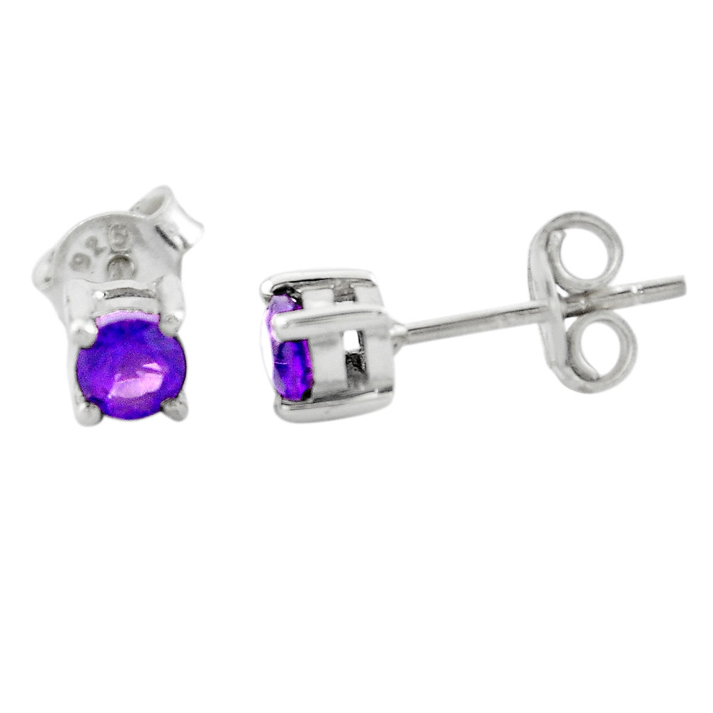 0.51cts natural purple amethyst 925 sterling silver stud earrings jewelry p82432