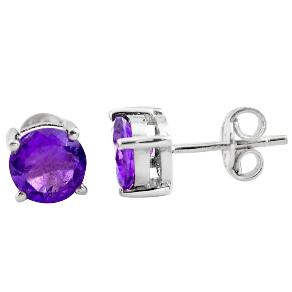 4.97cts natural purple amethyst 925 sterling silver stud earrings jewelry p84081