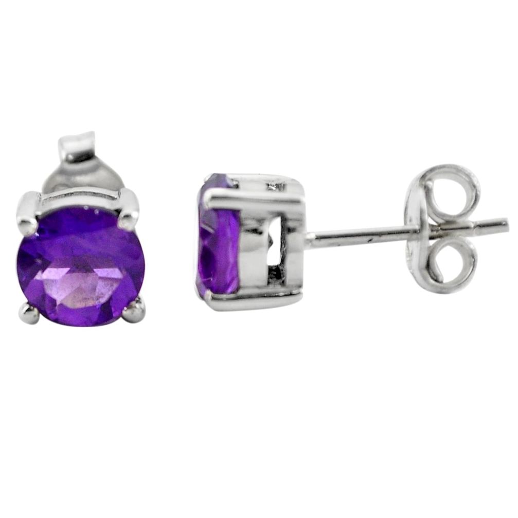 5.20cts natural purple amethyst 925 sterling silver stud earrings jewelry p84138