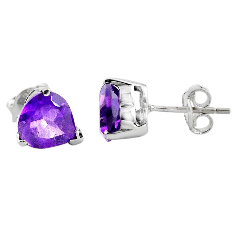 6.19cts natural purple amethyst 925 sterling silver stud earrings jewelry p84207