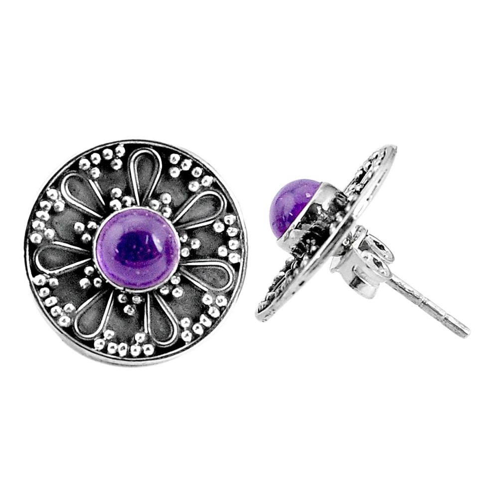 2.21cts natural purple amethyst 925 sterling silver stud earrings p34375