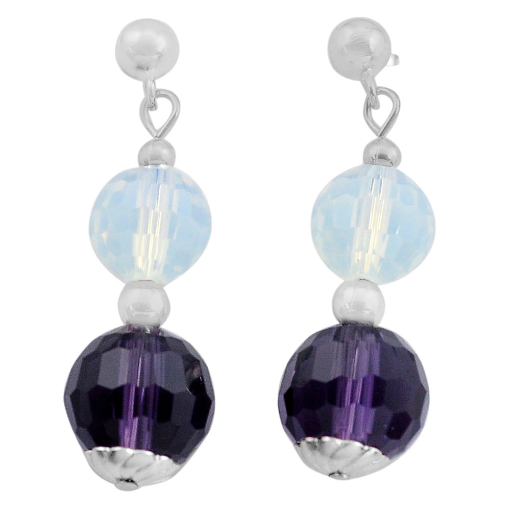 LAB 21.05cts natural purple amethyst opalite 925 sterling silver earrings c4487