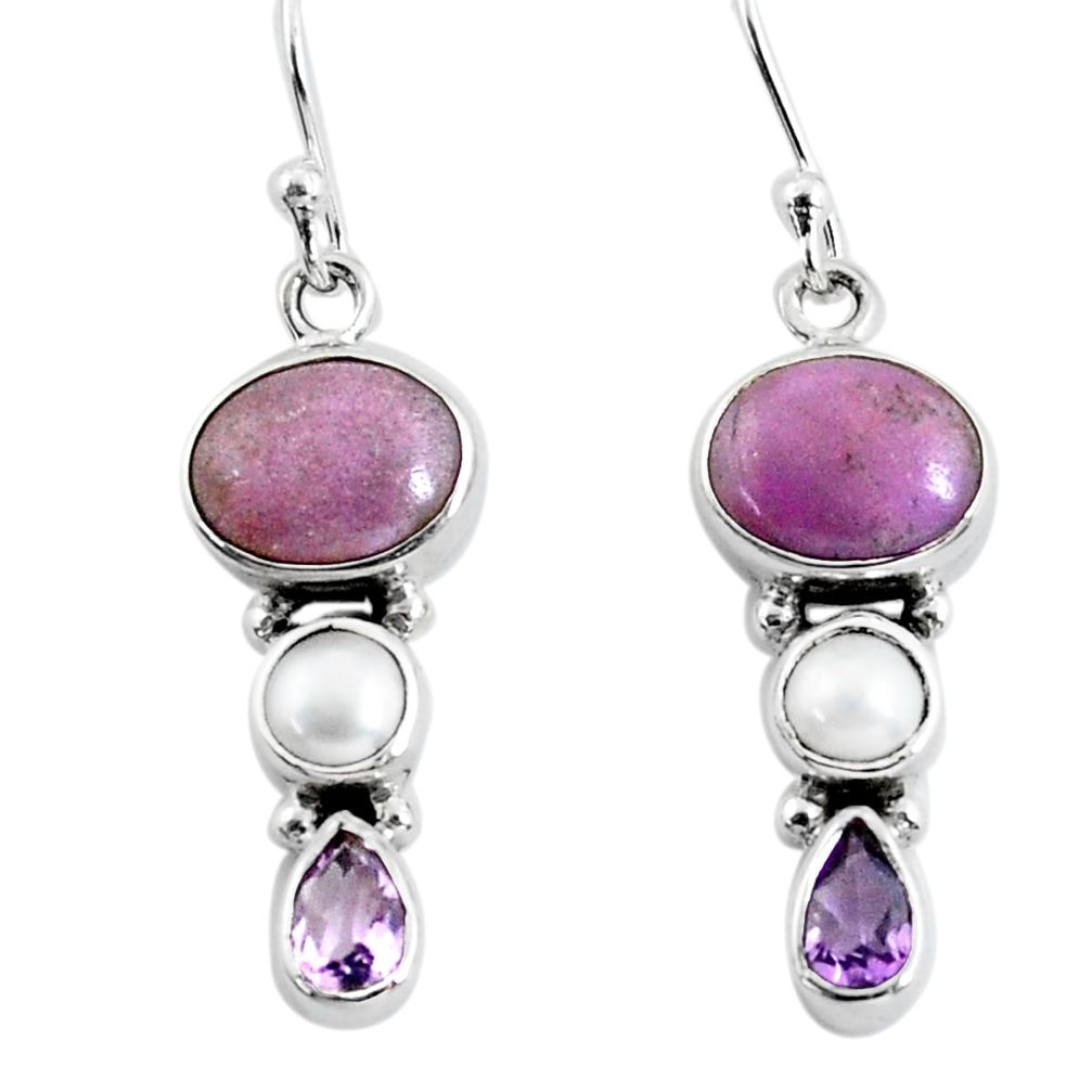 8.73cts natural purple phosphosiderite (hope stone) 925 silver earrings p57321