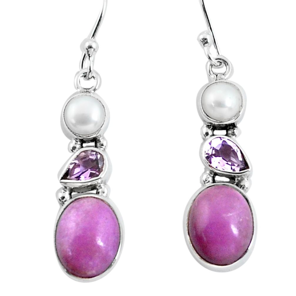 9.61cts natural purple phosphosiderite (hope stone) 925 silver earrings p57322