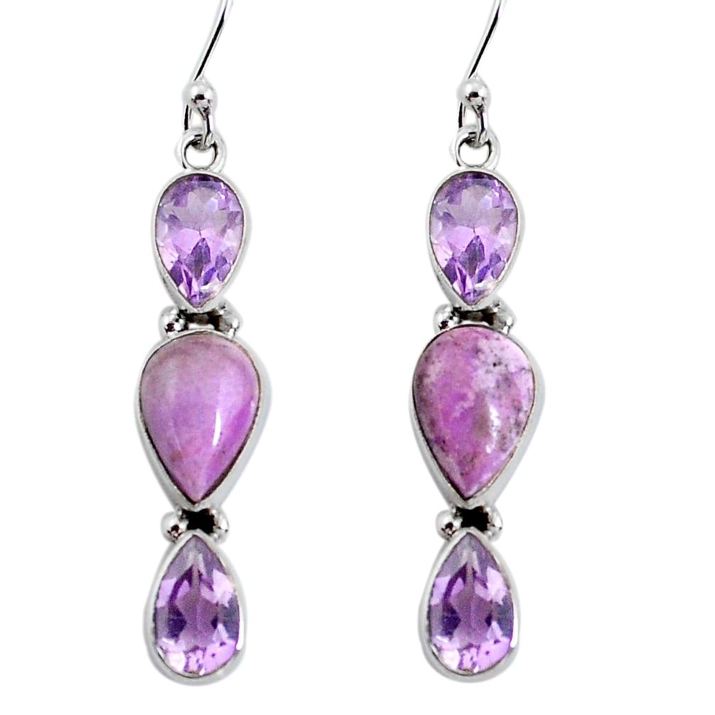 12.91cts natural purple phosphosiderite (hope stone) 925 silver earrings p57403