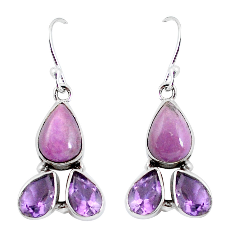 12.91cts natural purple phosphosiderite (hope stone) 925 silver earrings p57406