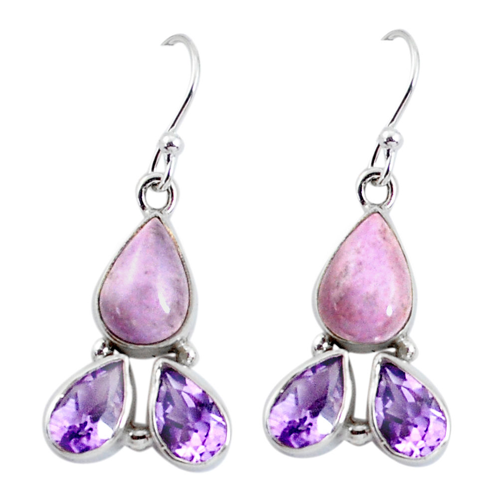 12.96cts natural purple phosphosiderite (hope stone) 925 silver earrings p57409
