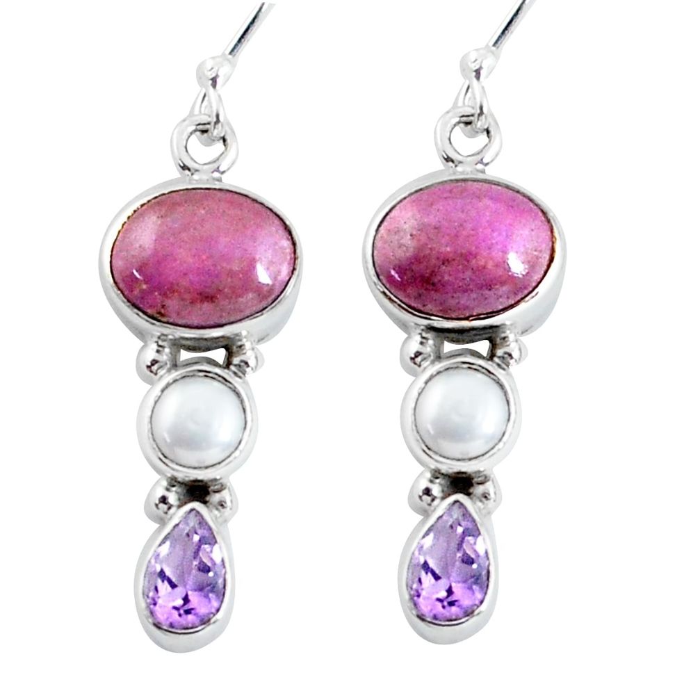 9.86cts natural purple phosphosiderite (hope stone) 925 silver earrings p57554