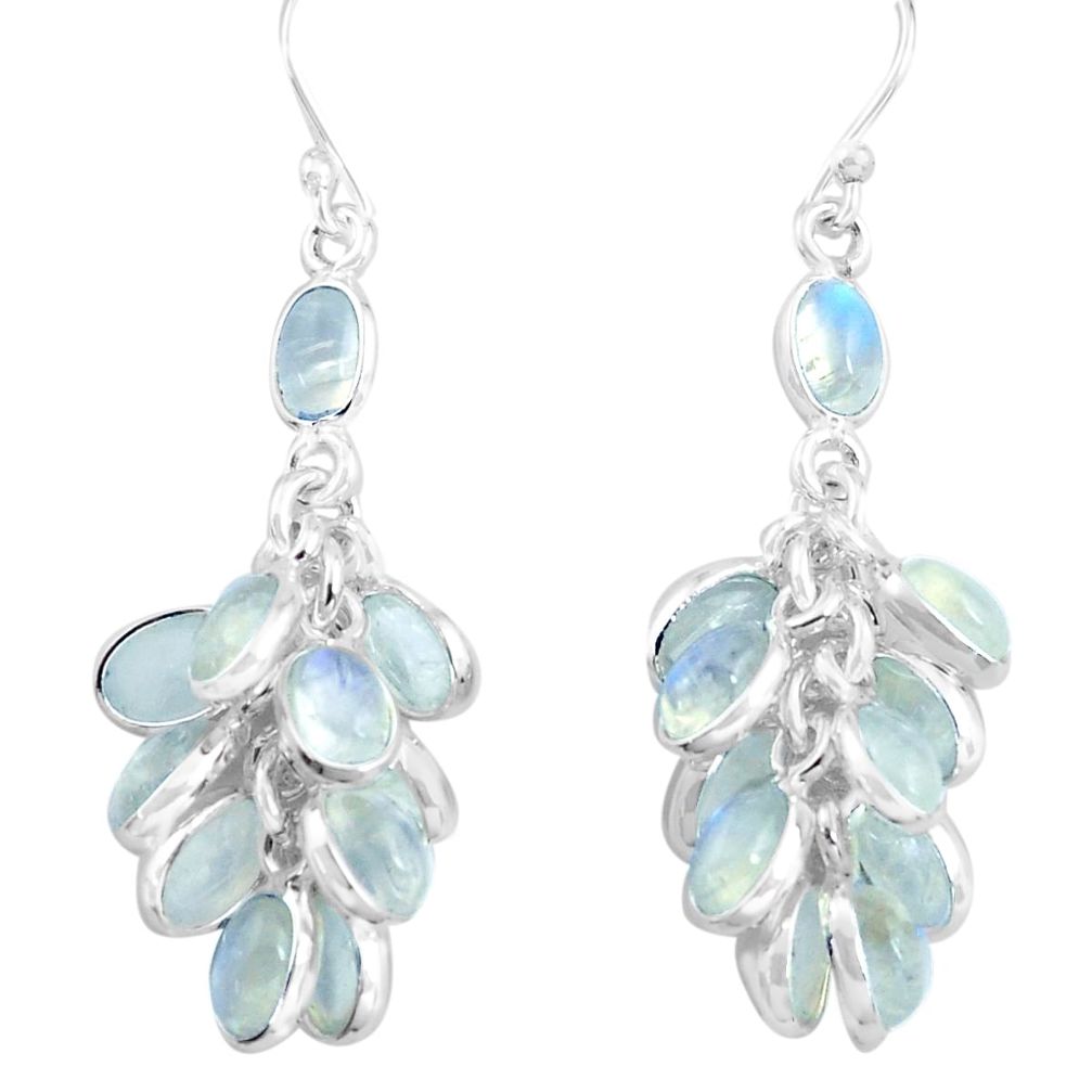 23.77cts natural rainbow moonstone 925 silver chandelier earrings p77419