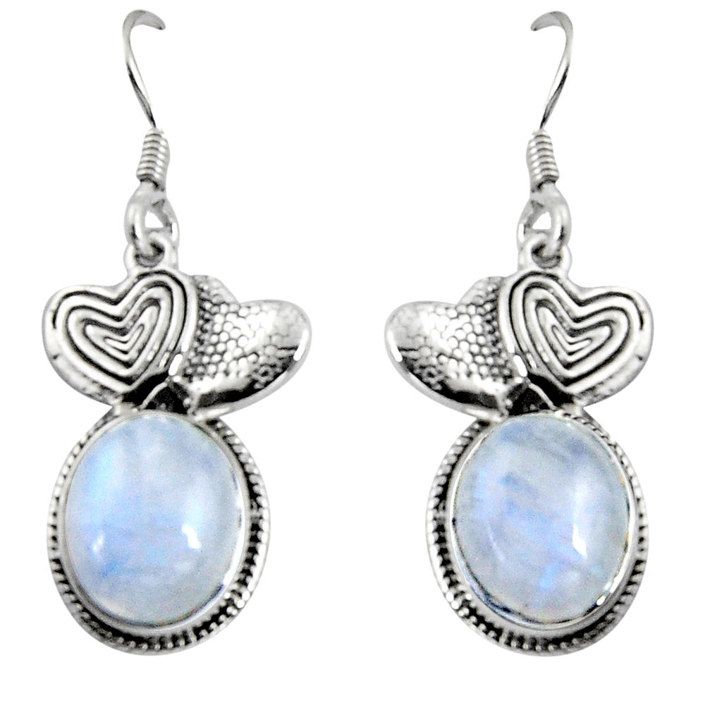 11.93cts natural rainbow moonstone 925 silver couple hearts earrings d32436