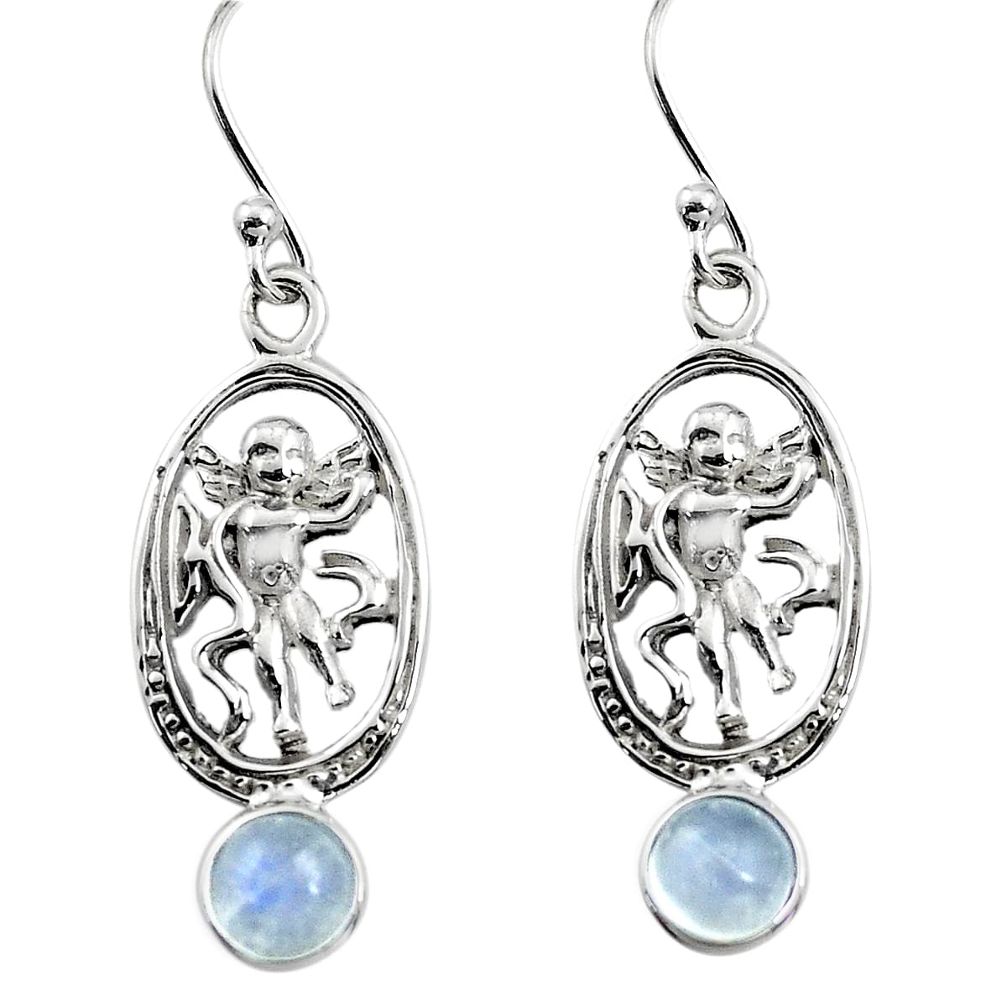 1.91cts natural rainbow moonstone 925 sterling silver angel earrings p84950