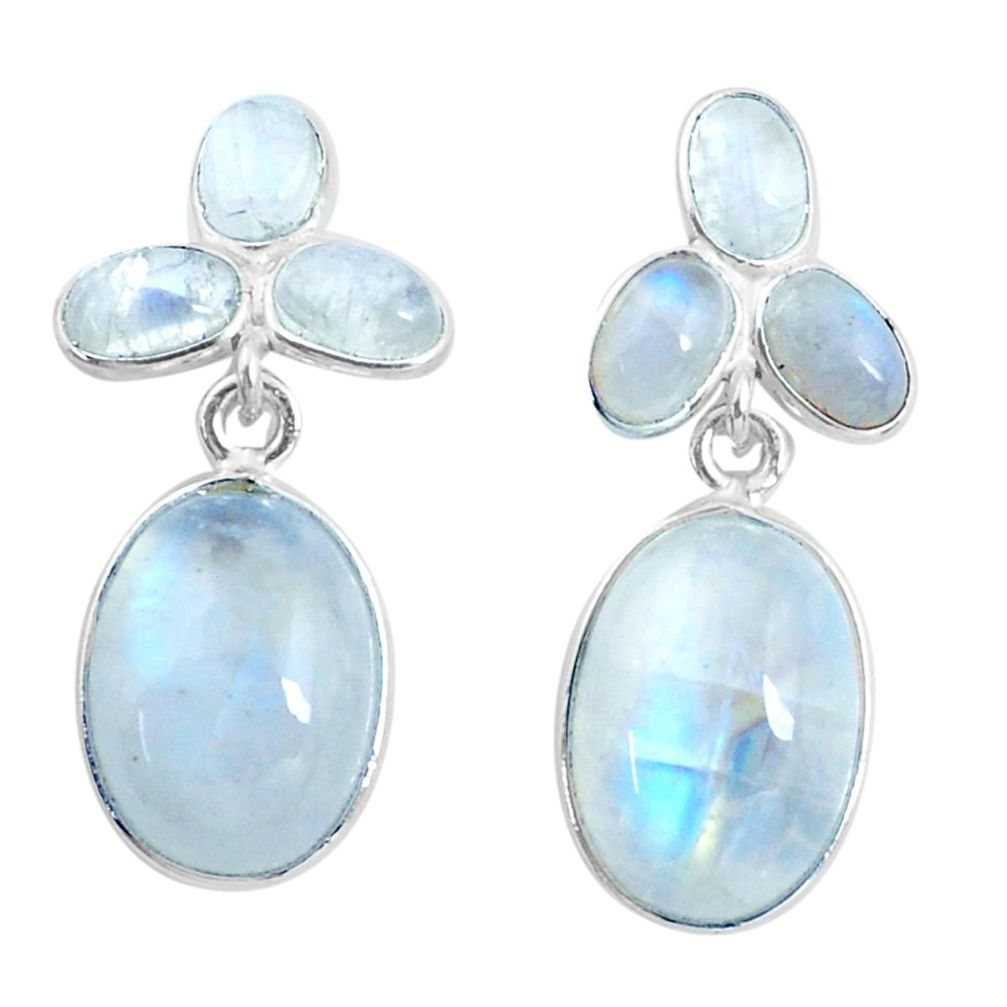 14.70cts natural rainbow moonstone 925 sterling silver dangle earrings d31559