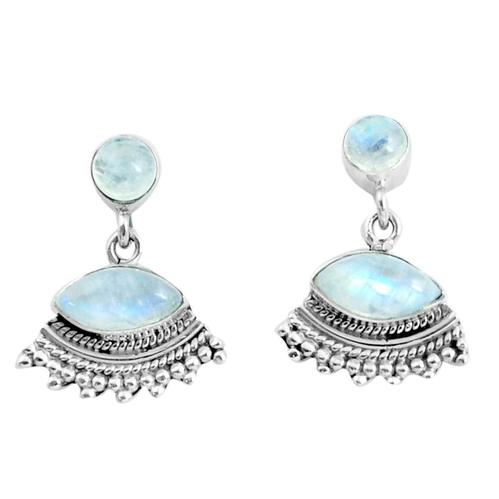 7.97cts natural rainbow moonstone 925 sterling silver dangle earrings d31579