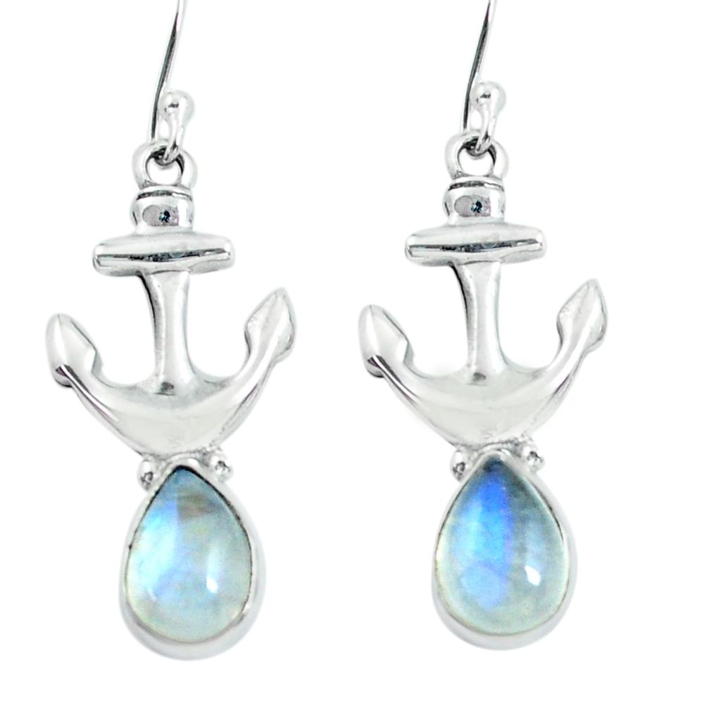 5.28cts natural rainbow moonstone 925 sterling silver dangle earrings d31631