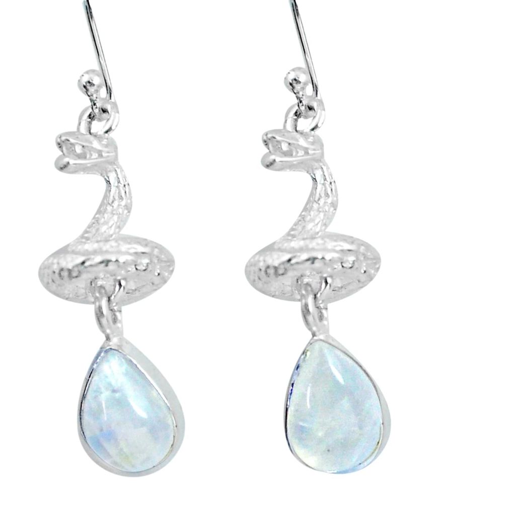 6.57cts natural rainbow moonstone 925 sterling silver dangle earrings d31650