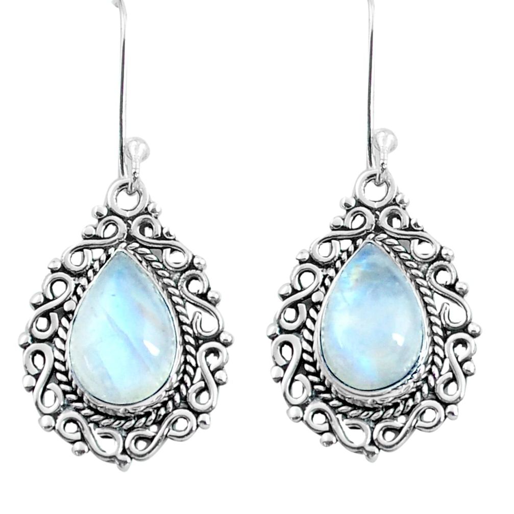 10.41cts natural rainbow moonstone 925 sterling silver dangle earrings d31655