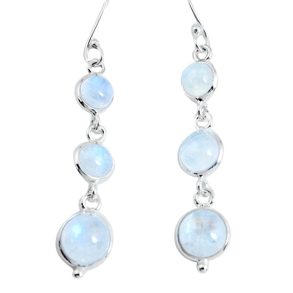 11.25cts natural rainbow moonstone 925 sterling silver dangle earrings d31662