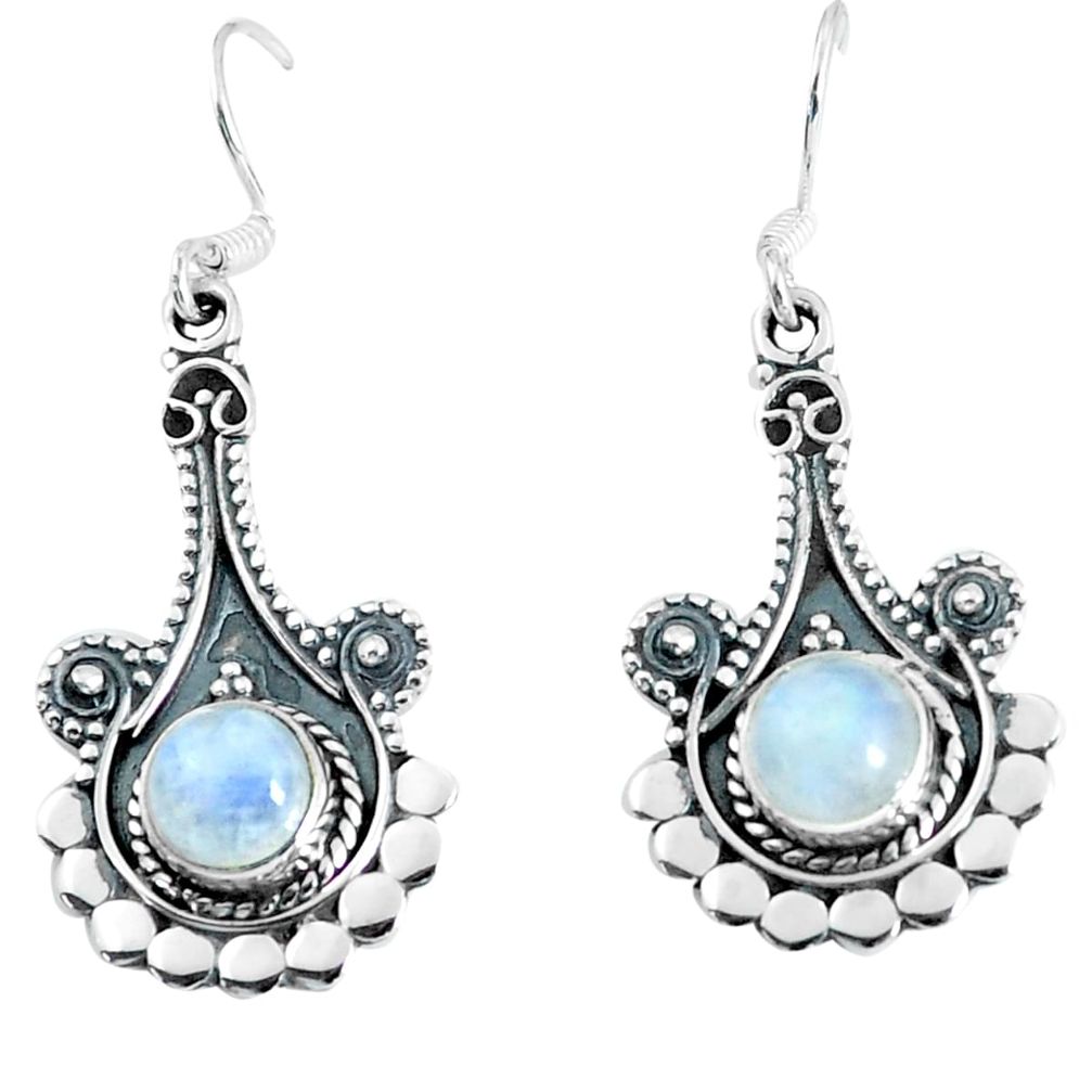 2.34cts natural rainbow moonstone 925 sterling silver dangle earrings d31671