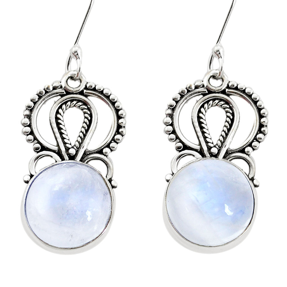 12.65cts natural rainbow moonstone 925 sterling silver dangle earrings p32683