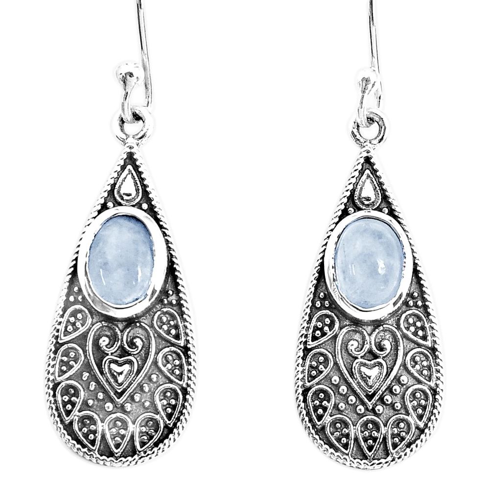 3.52cts natural rainbow moonstone 925 sterling silver dangle earrings p34417