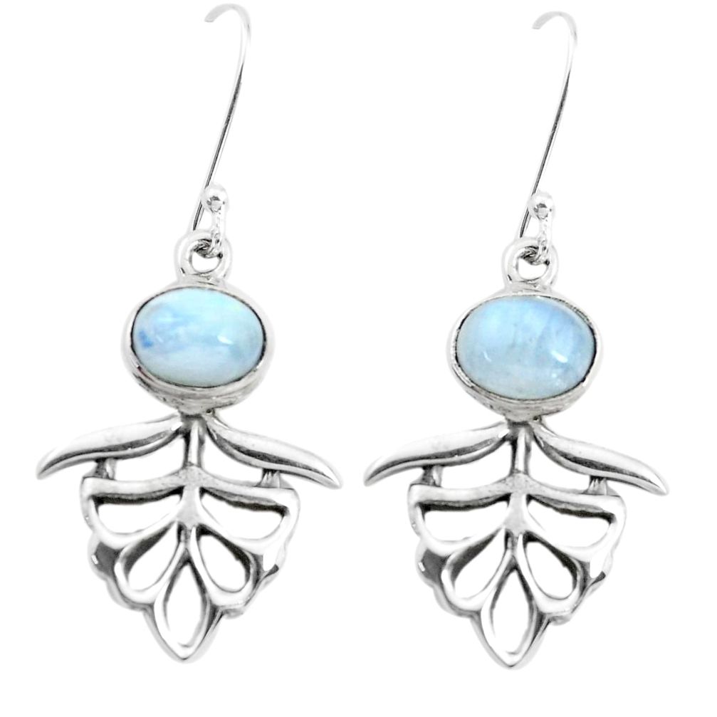 4.71cts natural rainbow moonstone 925 sterling silver dangle earrings p38486