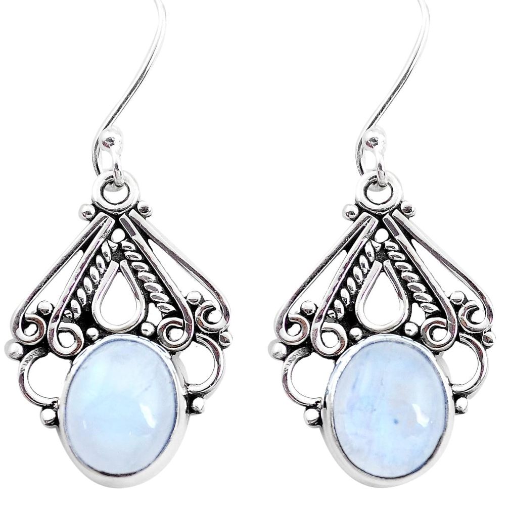 9.18cts natural rainbow moonstone 925 sterling silver dangle earrings p41359