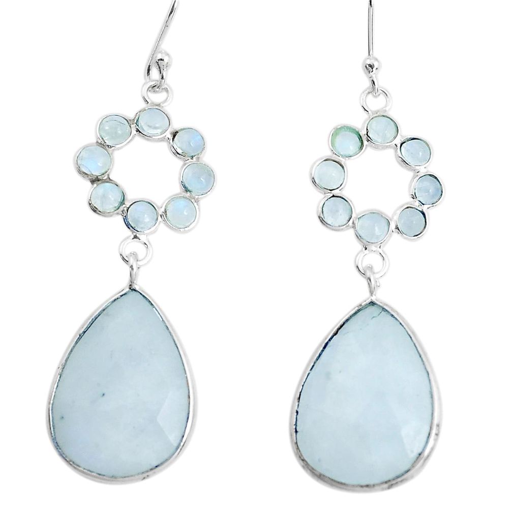 17.46cts natural rainbow moonstone 925 sterling silver dangle earrings p43577