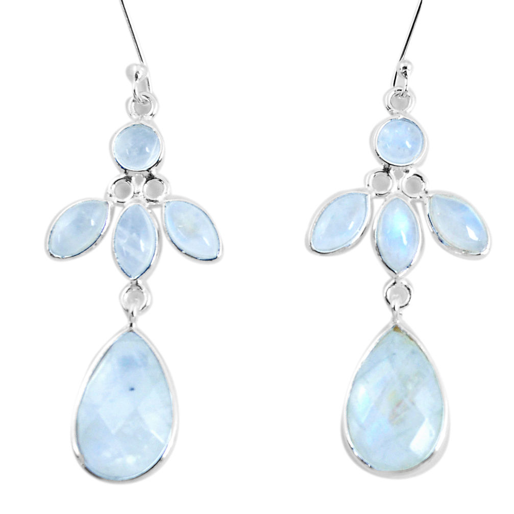 19.73cts natural rainbow moonstone 925 sterling silver dangle earrings p48960