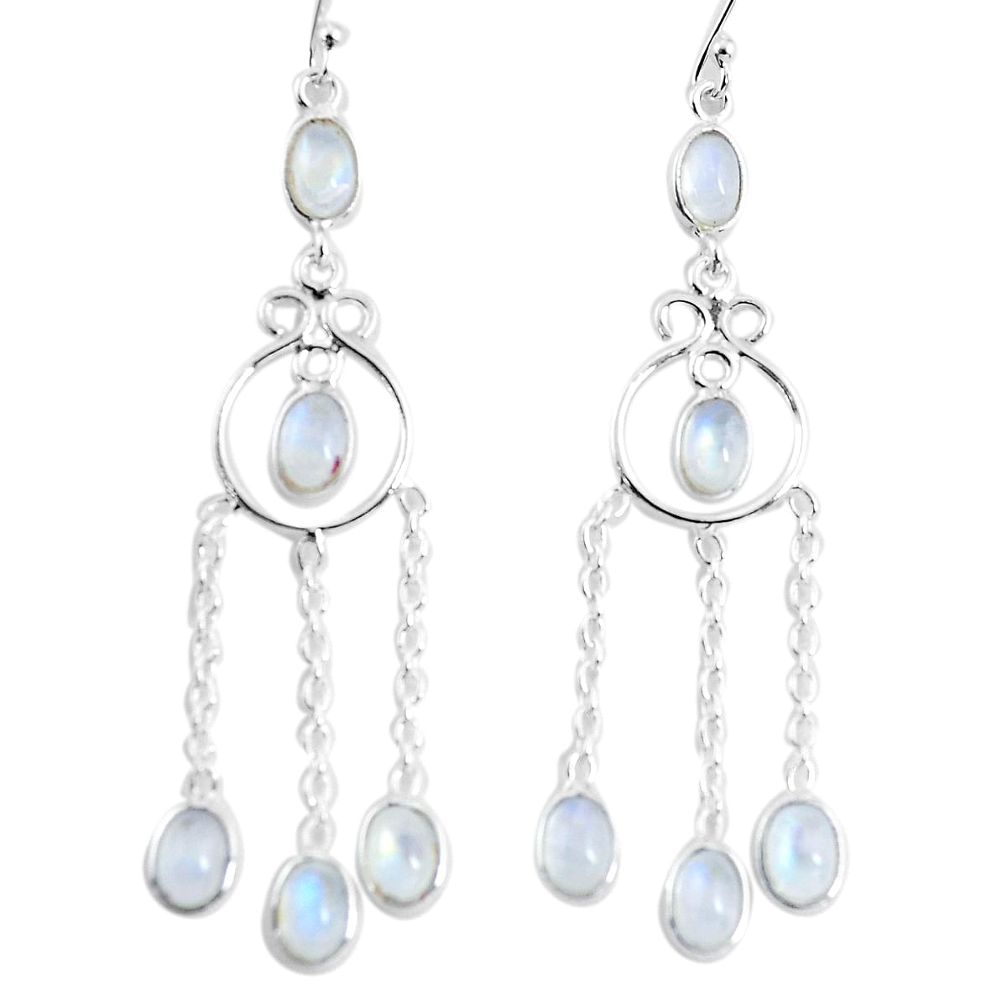 10.05cts natural rainbow moonstone 925 sterling silver dangle earrings p56978