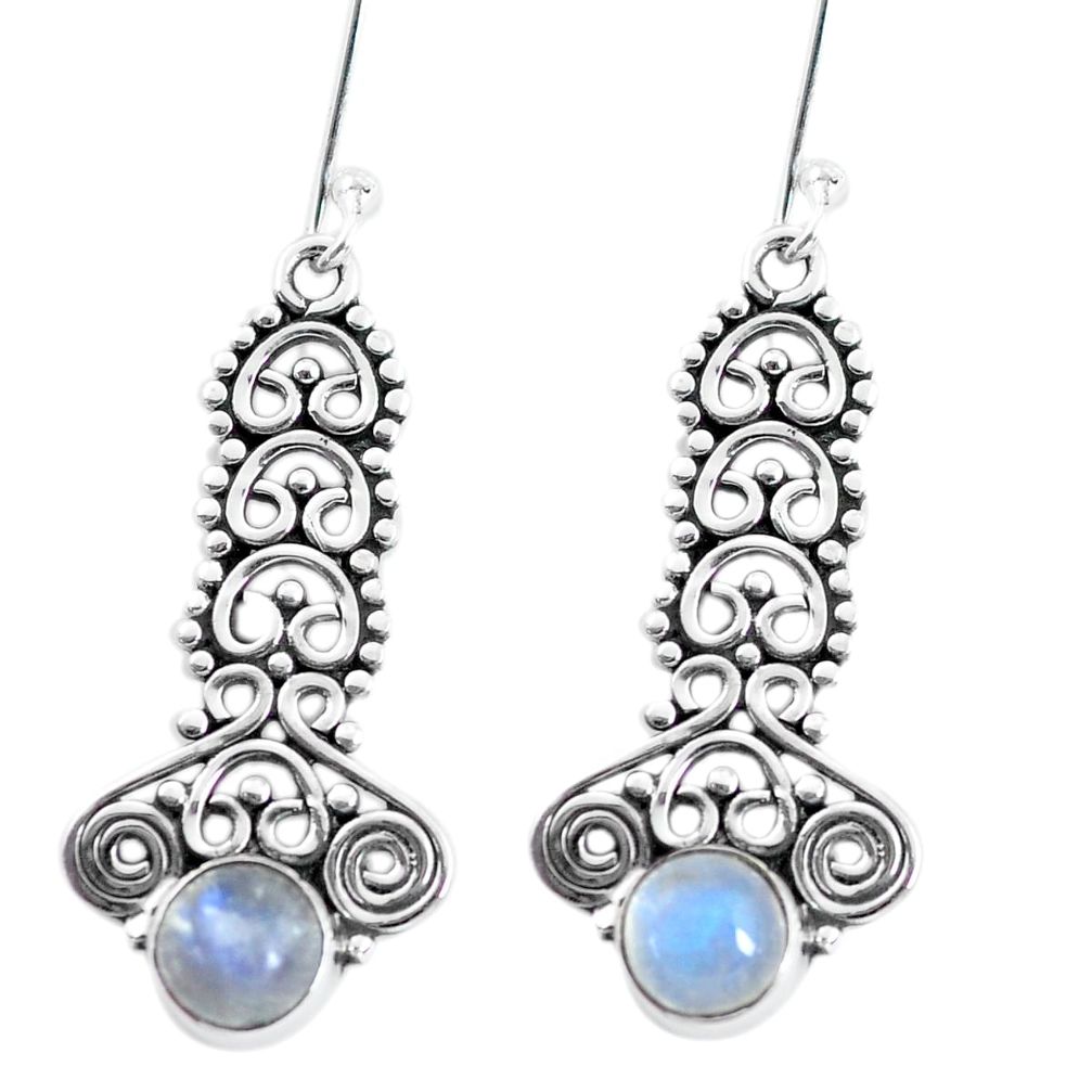 2.65cts natural rainbow moonstone 925 sterling silver dangle earrings p58144