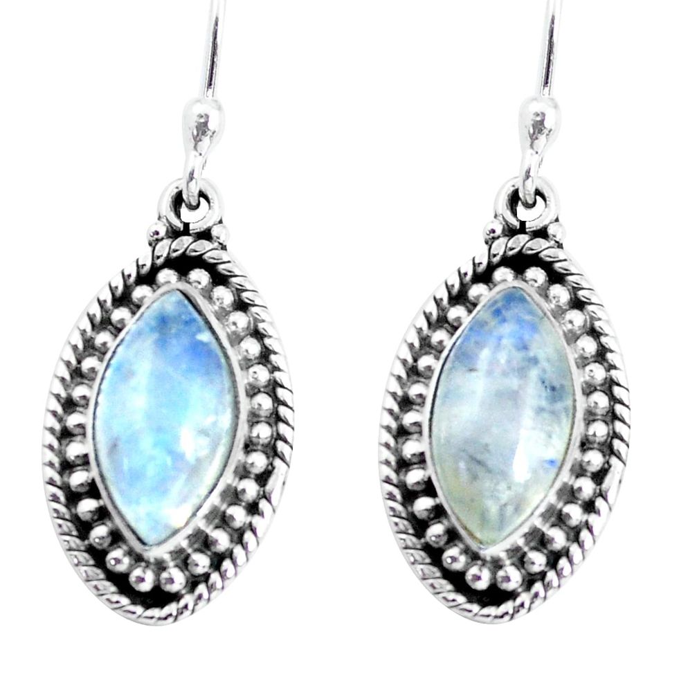 9.47cts natural rainbow moonstone 925 sterling silver dangle earrings p58190