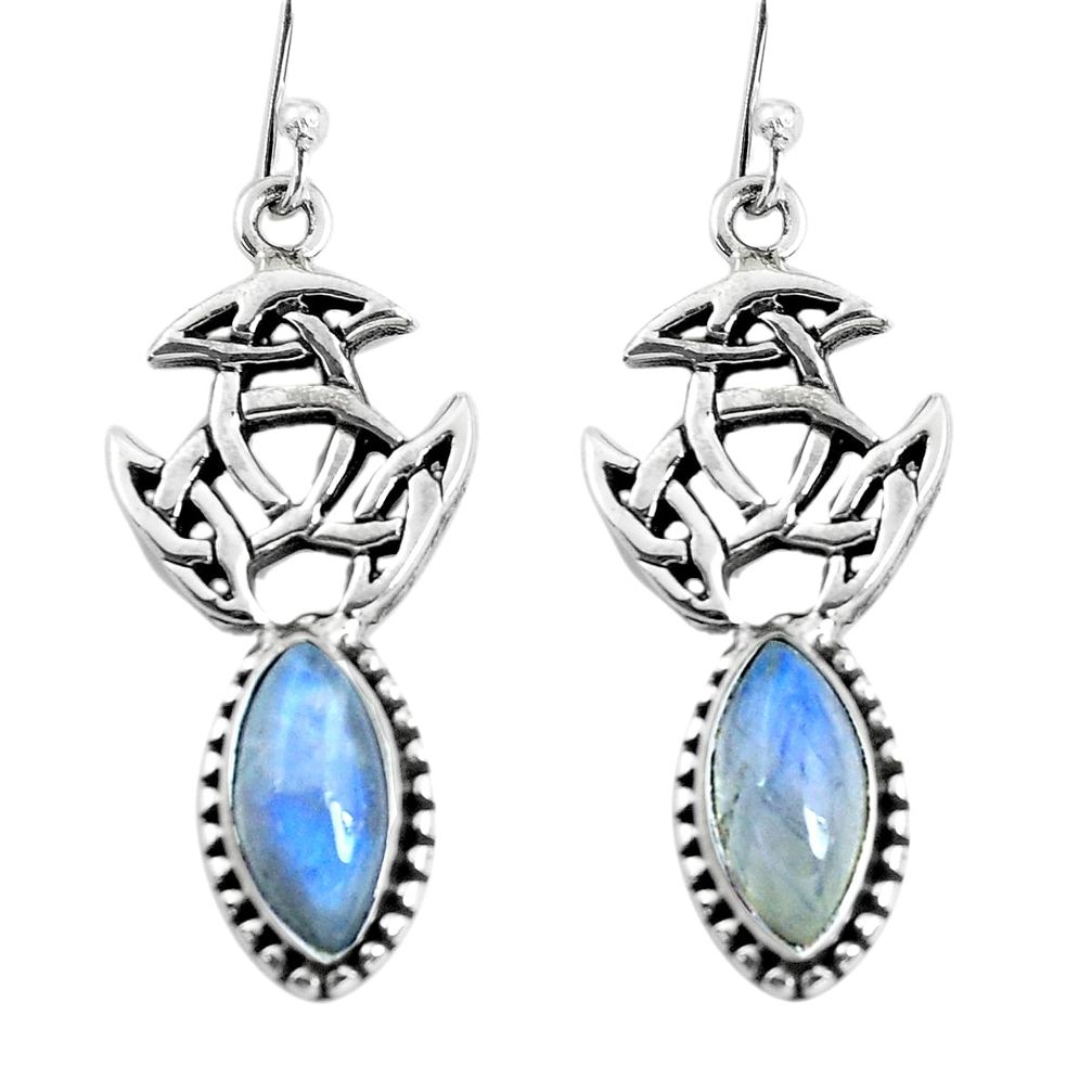 10.37cts natural rainbow moonstone 925 sterling silver dangle earrings p60776