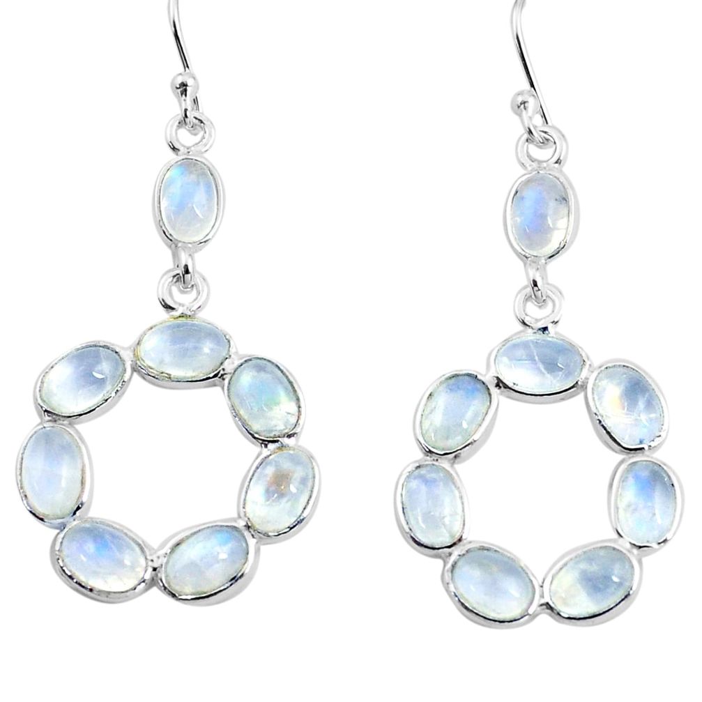 13.13cts natural rainbow moonstone 925 sterling silver dangle earrings p77360