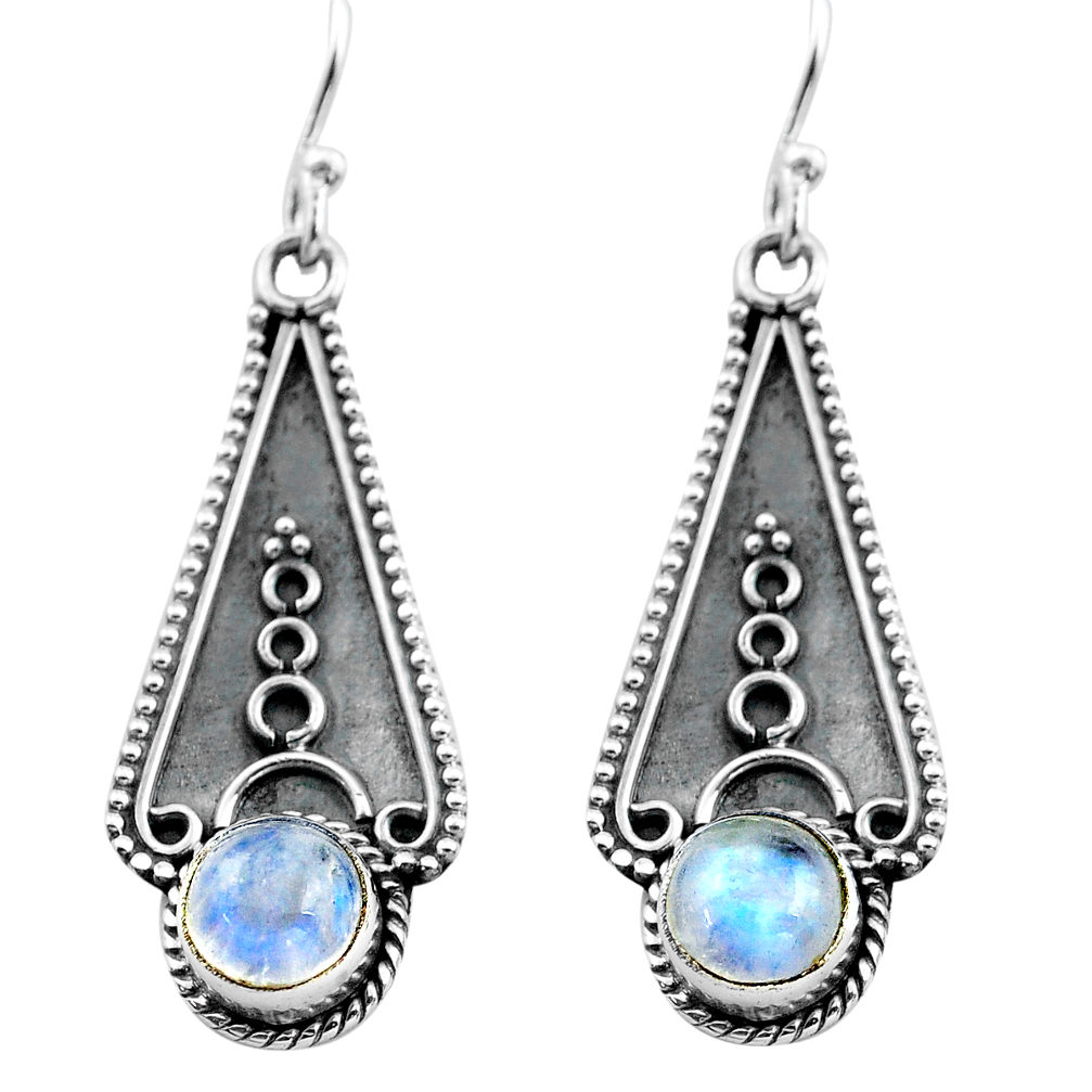 3.13cts natural rainbow moonstone 925 sterling silver dangle earrings p81321