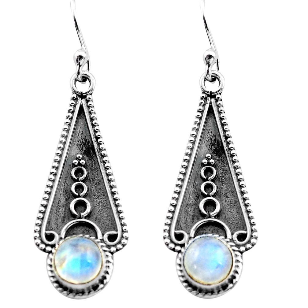 2.94cts natural rainbow moonstone 925 sterling silver dangle earrings p81330