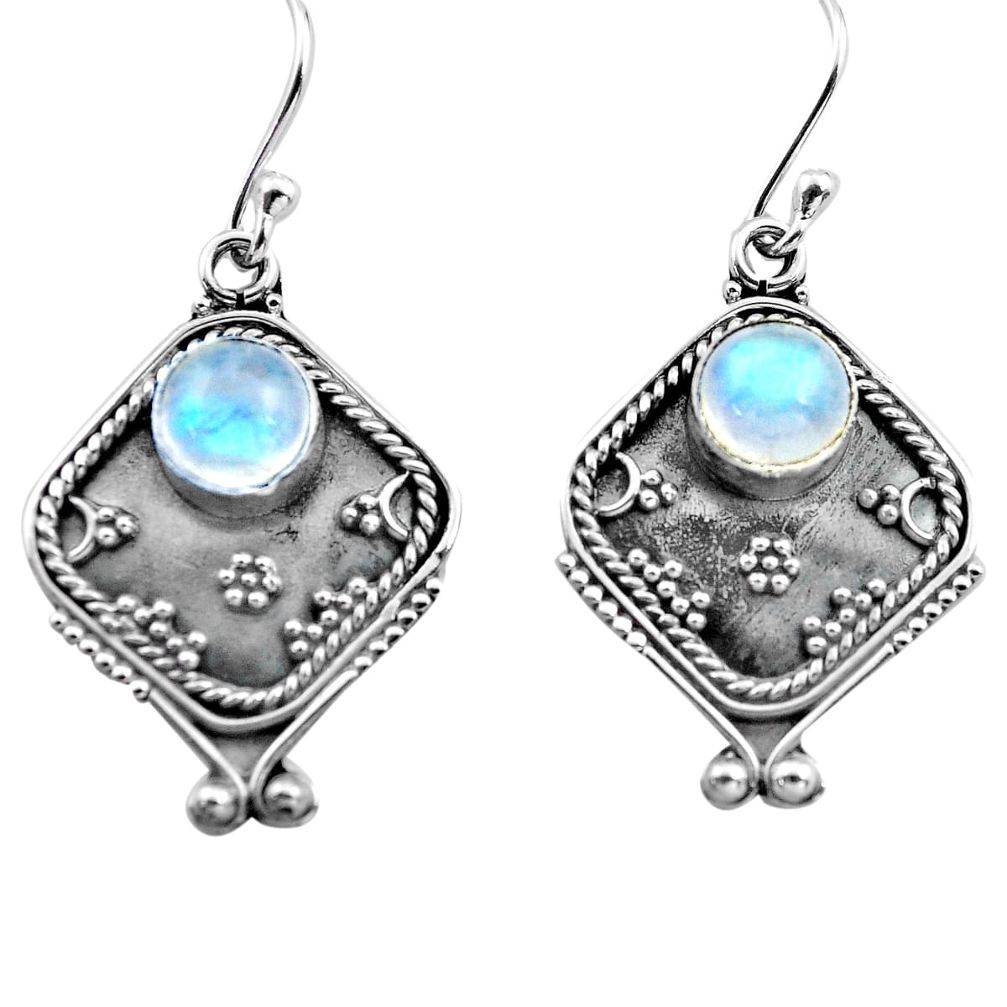 2.85cts natural rainbow moonstone 925 sterling silver dangle earrings p81339