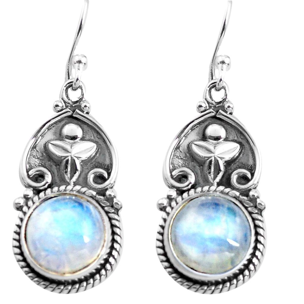 8.48cts natural rainbow moonstone 925 sterling silver dangle earrings p85654