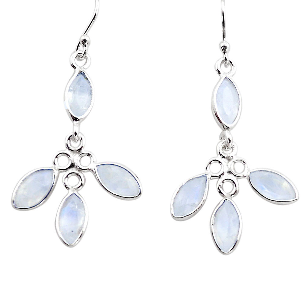 9.74cts natural rainbow moonstone 925 sterling silver dangle earrings p88415