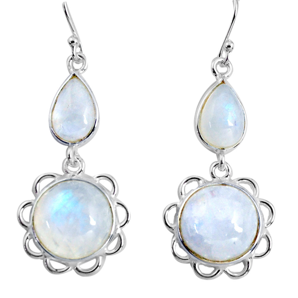 17.53cts natural rainbow moonstone 925 sterling silver dangle earrings p89294
