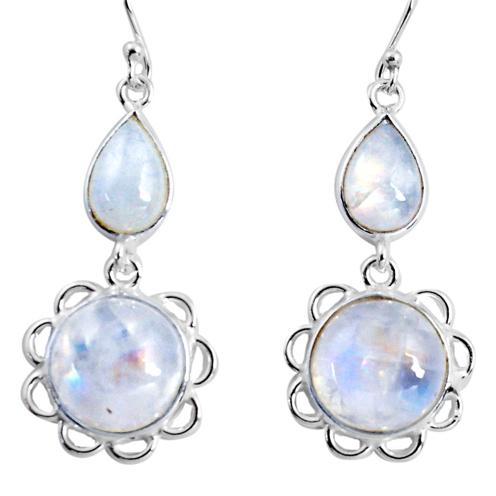 17.53cts natural rainbow moonstone 925 sterling silver dangle earrings p89298