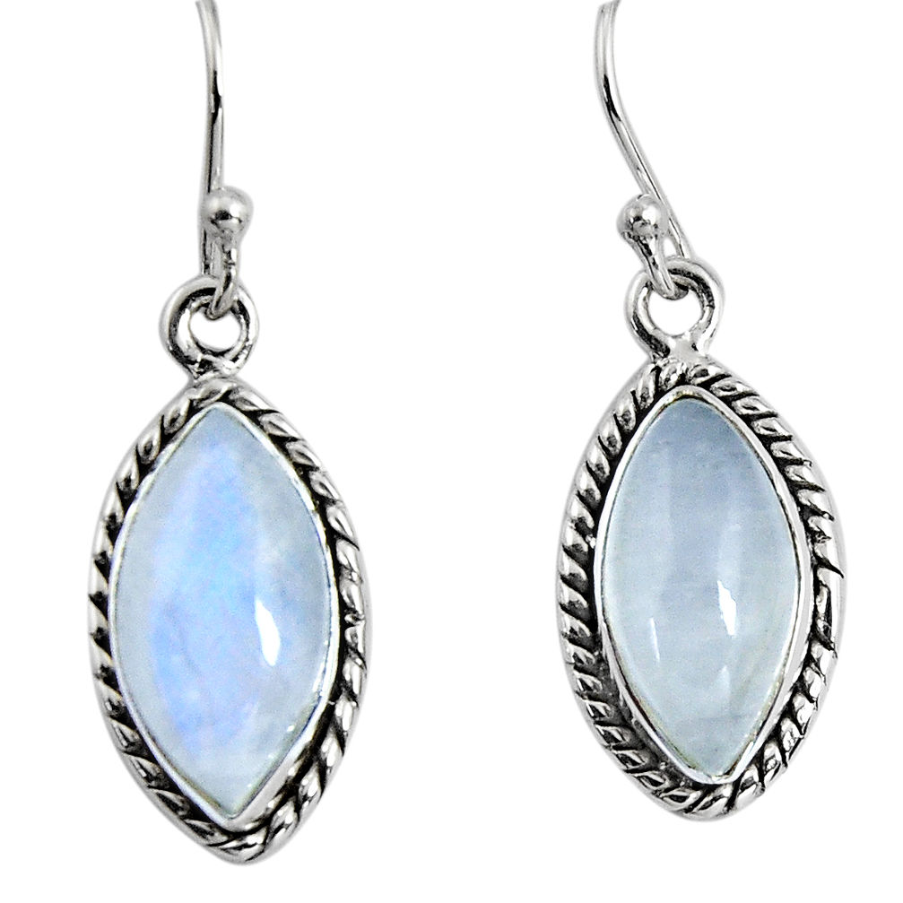 12.22cts natural rainbow moonstone 925 sterling silver dangle earrings p89666