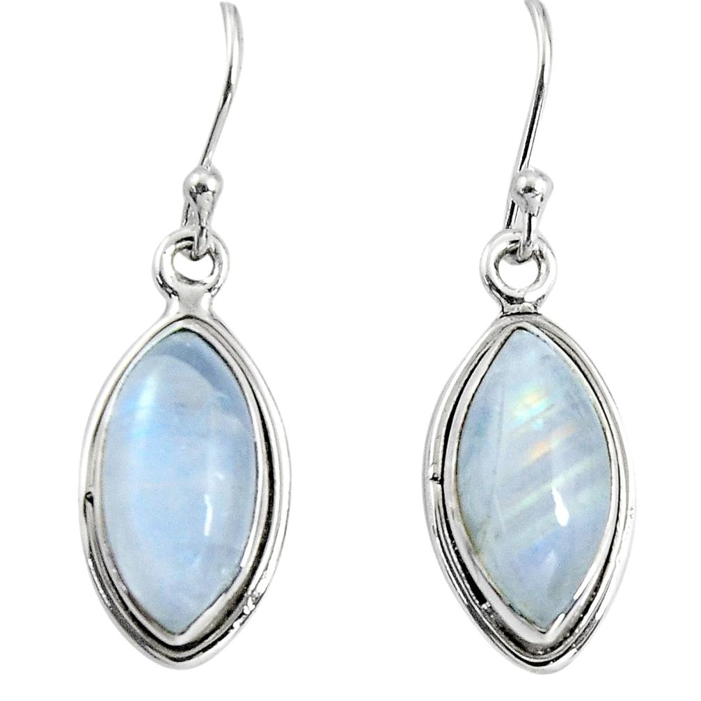 11.17cts natural rainbow moonstone 925 sterling silver dangle earrings p89669