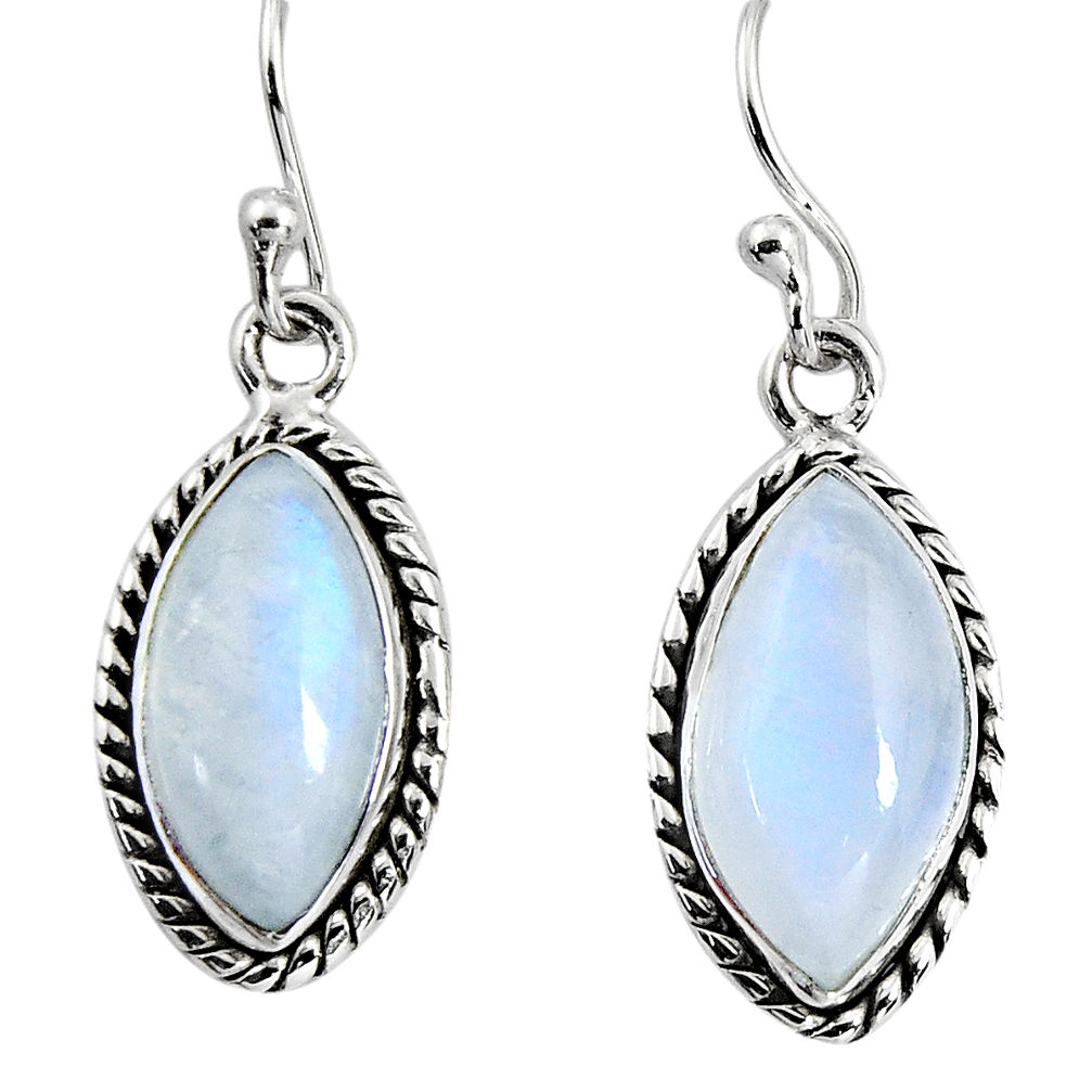 11.73cts natural rainbow moonstone 925 sterling silver dangle earrings p89673